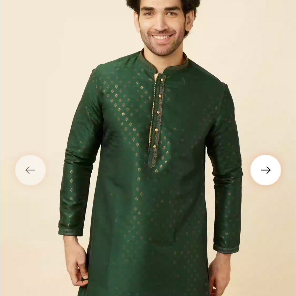 Green Kurta with Gold Accents